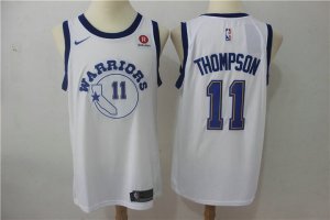 11 Thompson 2017-18 Season Warriors Maillot Blanc Brodé